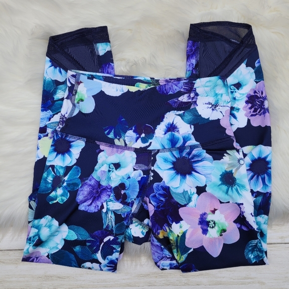 Old Navy Active Go Dry Cropped Compression Leggings Blue Floral Print Women's XS - Picture 5 of 9